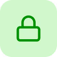 Icône de cadenas vert sur un fond vert pâle arrondi.